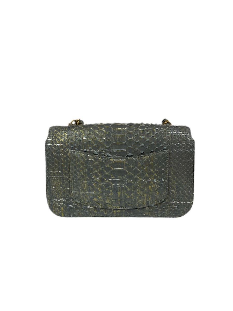 Grey Python Flap Bag